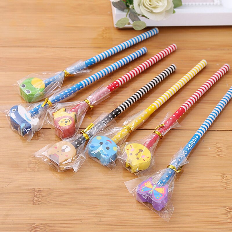 2 Pc Random Color Cartoon Paint Magic Writing Drawing Pencil W/Soft Eraser Cleaner