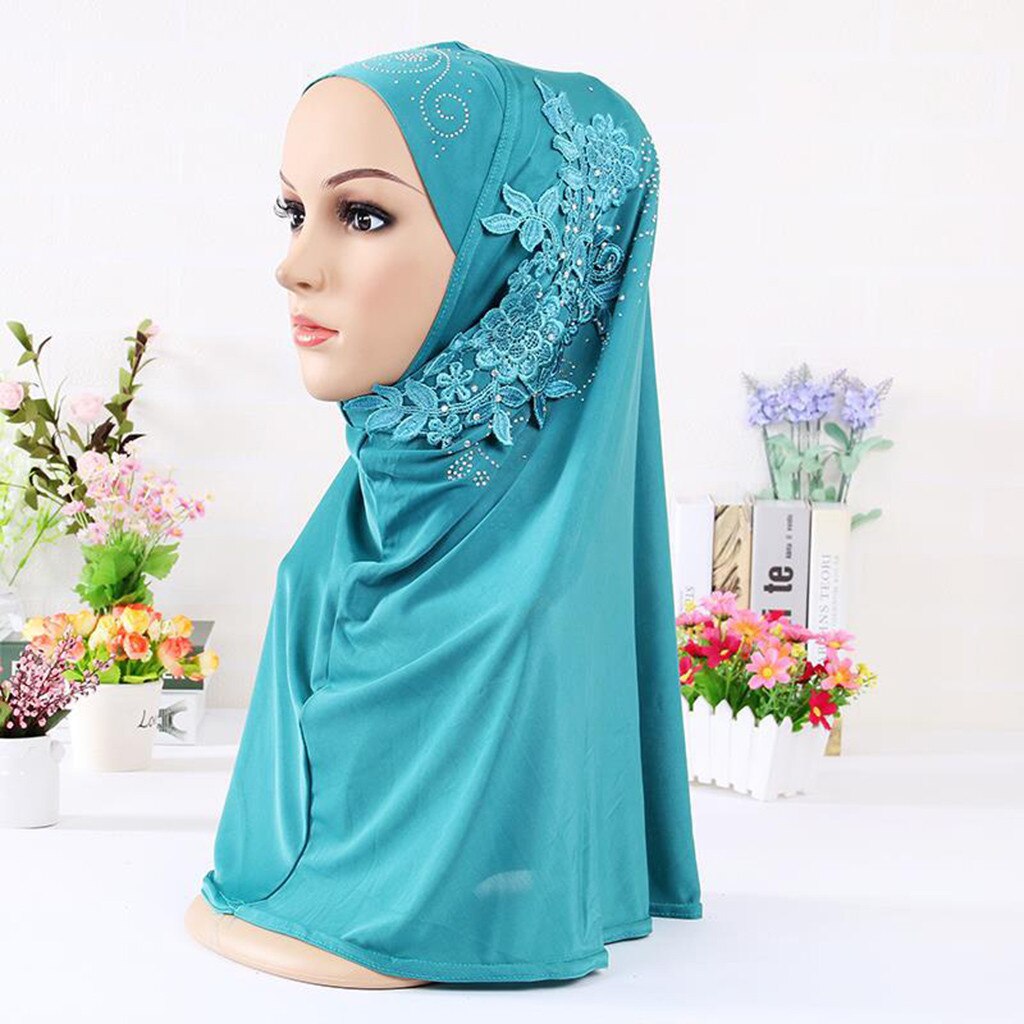 Hijab Double Boucle Sans Lacet Écharpe S'arrêter Crêpe Pratique Châle Foulard: BU