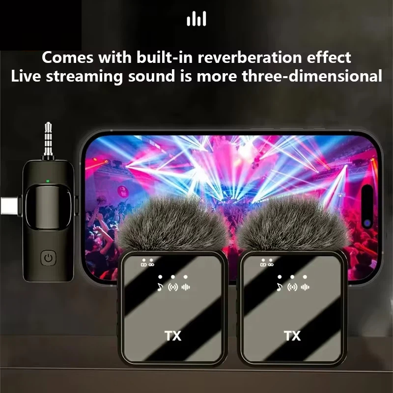 draadloze microfoon Ruisonderdrukkende mini voor Apple Android Opladen Draagbare podcast Ruisonderdrukkende clip-on microfoon