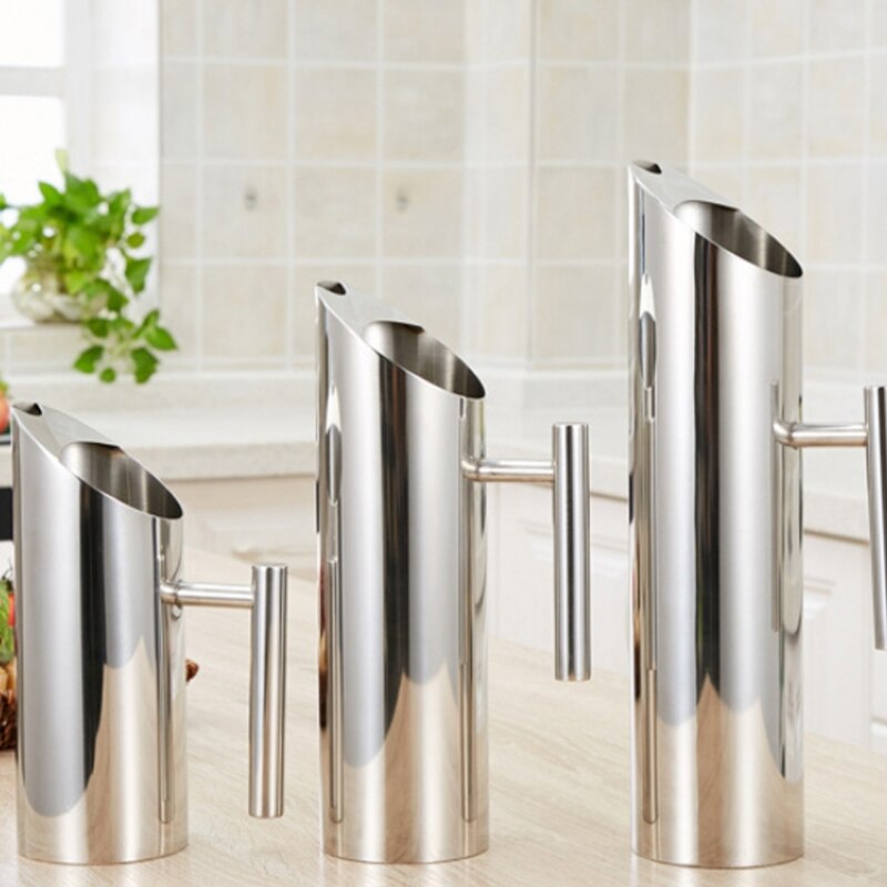 1/1.5/2L Large Capacity Stainless Steel Water Pitcher Carafe With Ice Guard Cold Drinking Fruit Infused Home Hotel Serving Tool