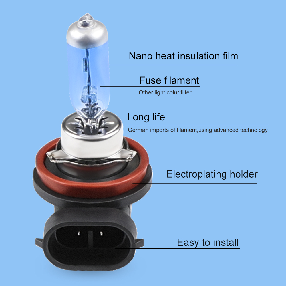 H11 żarówki samochodowe 12V 55W H11 halogenowe żarówki dające białe światło światła przeciwmgielne 6000K Super jasne lampy reflektory samochodowe 1 para