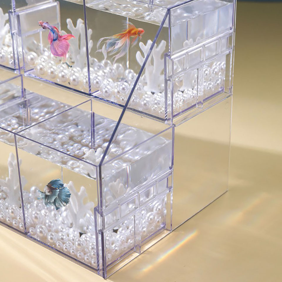Acrylic Ornamental Fighting Fish Tank Small Row Tank Transparent Desktop Aquarium Multi-compartment DIY Aquariums