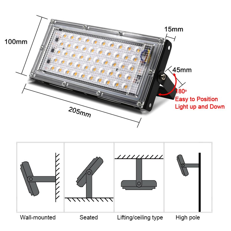 LED Floodlight Waterproof IP65 100W 50W LED Reflector AC 220V 240V LED Flood Light Spotlight Outdoor Landscape Lighting