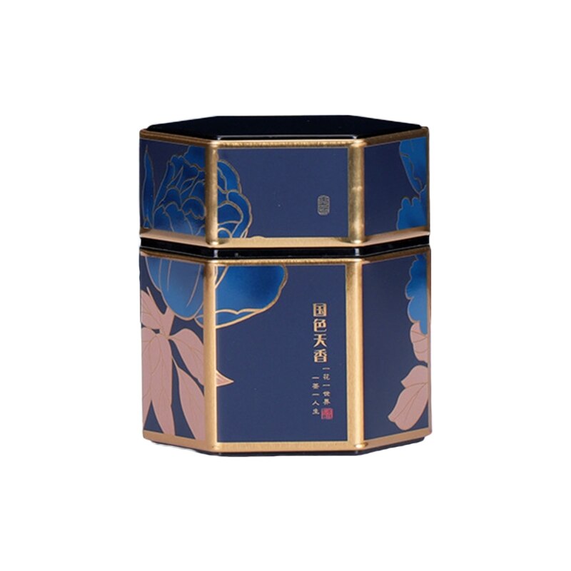 Q1JB Hexagon Thee Opslag Containers Thee Blikken Voedsel Opslag Container Snoeppot Blikjes Voor Thee Koffie Kruid Chocolade Suiker Kruiden: Deep Blue 02