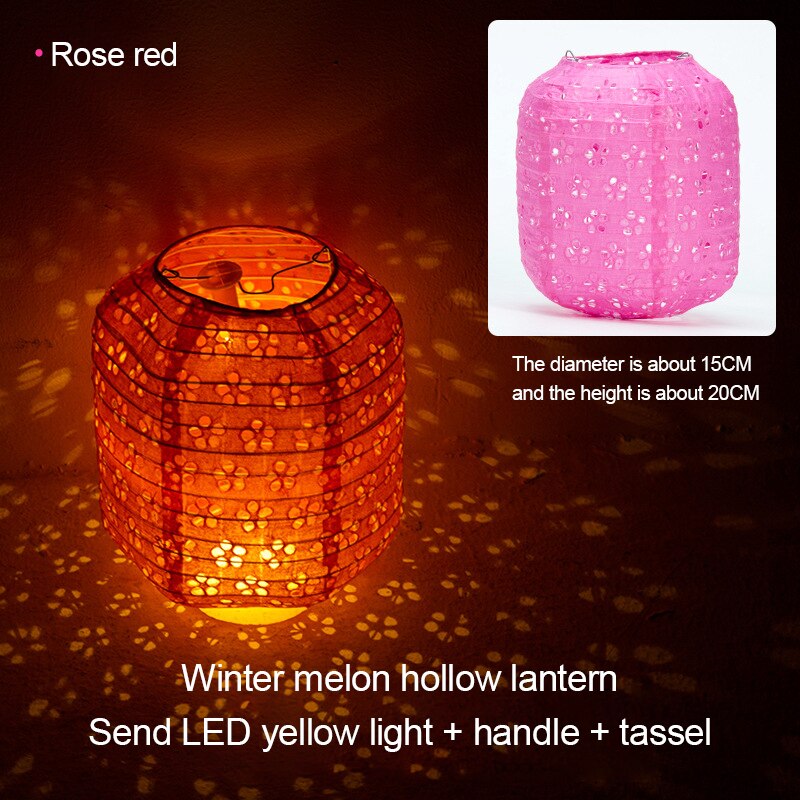 Chino hueco farol de papel decoración niños Diy de mediados de otoño linterna para eventos portátil brillante linterna vacaciones decoración lámpara: 02