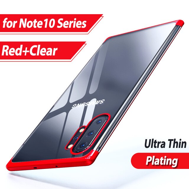 Lamorniea miękka TPU Case do Samsung Galaxy uwaga 10 poszycia miękkie czyste etui z TPU do Samsung Note 10 Plus Note10 Pro telefon przypadku: For Note 10 / Red
