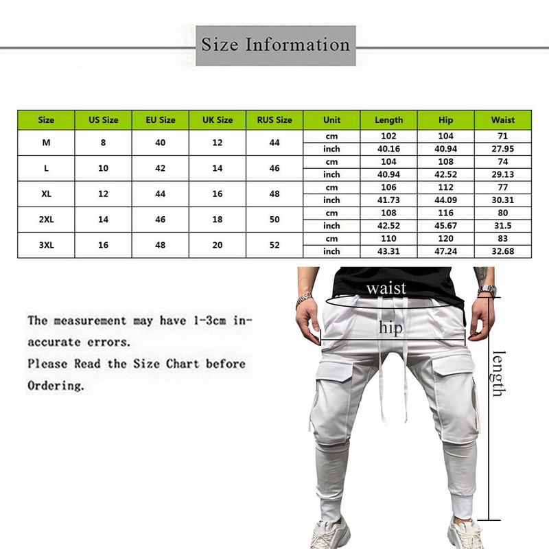 Men Pockets Casual Cargo Pants Slim Joggers Hip Hop Sweatpants Fahsion Men Drawstring Pencil Trousers Gym Pantalon Homme