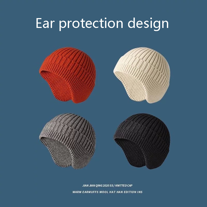 Czapki, grube czapki dziergane na jesień i zimę, modne osłony na uszy, czapki na głowę, czapki odporne na zimno i ciepłe.