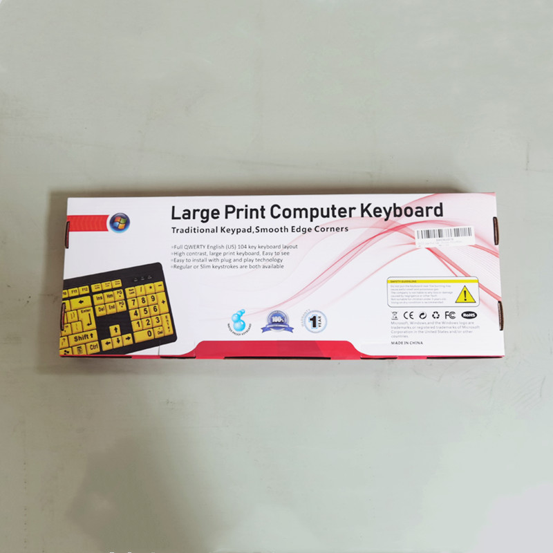 For Students Learn Old Man Style Usb Wired Keyboard With Large Yellow Letters 104 Keys Full Size Keyboard English German Version