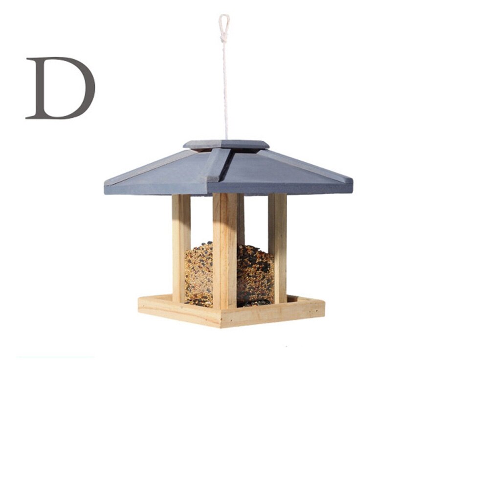 Wooden bird feeder outdoor bird feeder personality simple home balcony garden bird food box: 4