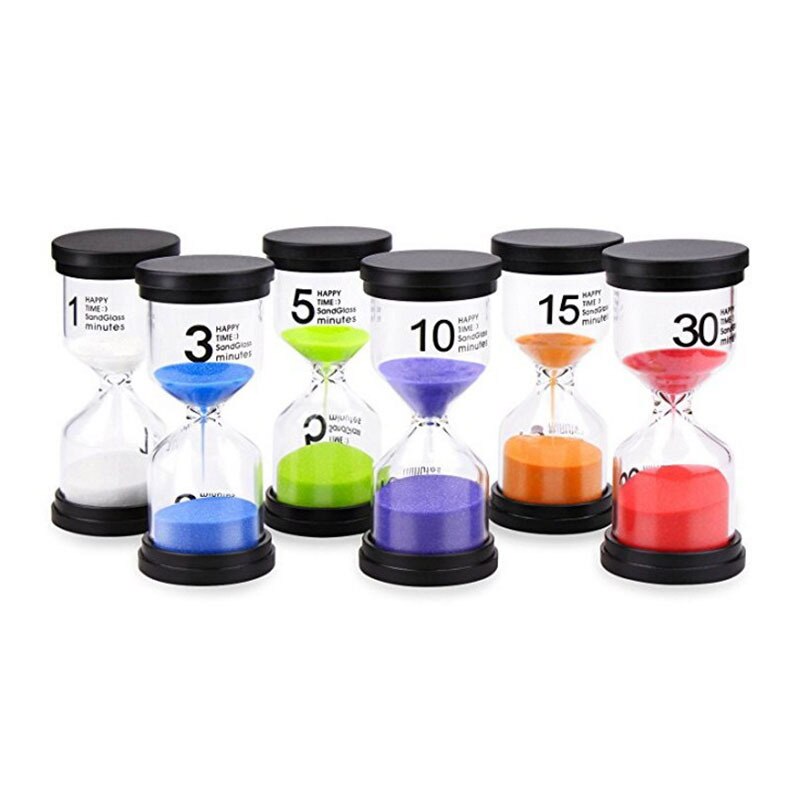 6 st timglas 1 &amp; 3 &amp; 5 &amp; 10 &amp; 15 &amp; 30 min sand klocka timers sandglass för favor rekvisita matlagning heminredning barn slumpmässig färg: Default Title