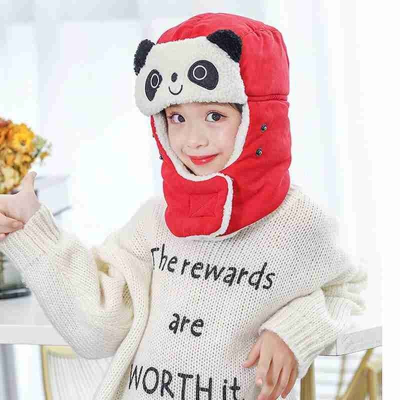 Gezichtsmasker muts voor kinderen panda fleece muts voor kinderen gezichtsmasker voor jongens wintermuts warme en dikke muts met oorkleppen