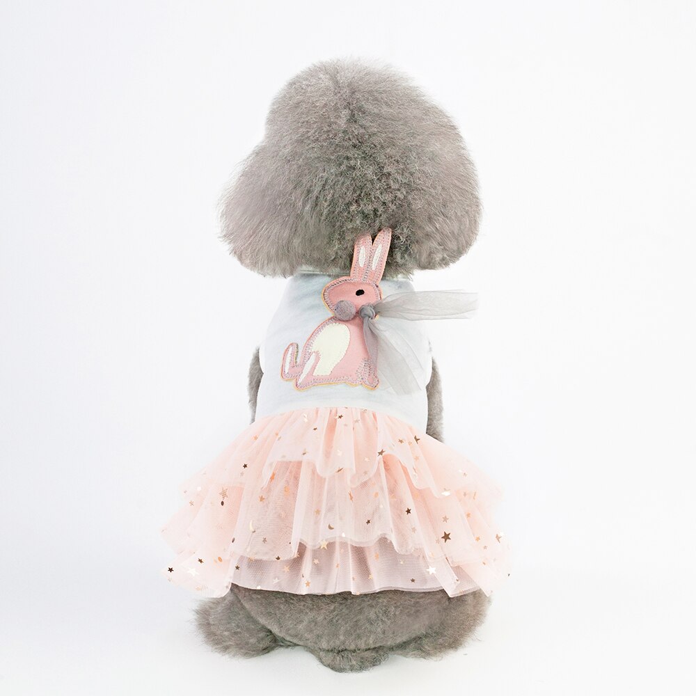 A18 Sweety Haustier Gittergewebe Felsen Kleider Frühling Sommer Kaninchen Sterne Prinzessin Kleid Blingbling Cupcake Hochzeit Kleid Für Kleine Welpen Hund