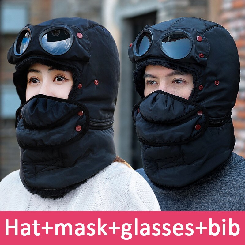 Winter Warme Muts Met Bril Multifunctionele Lei Feng Hoed Koude-Proof Plus Fleece Hat Riding Warm Katoenen Muts Winddicht nek Hoed