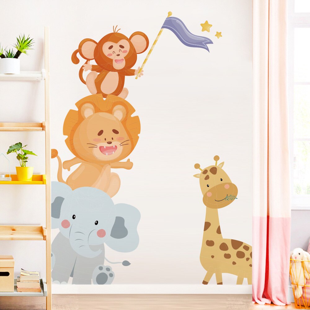 Jungle dyr wallstickers til børneværelser safari børneværelser baby boligindretning plakat abe elefant giraf vægmærkater