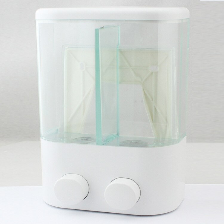 Double 450ml Liquid Soap Dispenser Wall-mounted Bathroom Shampoo Shower Bottle Manual Lotion Pump Washroom Kitchen Accessories: Double white