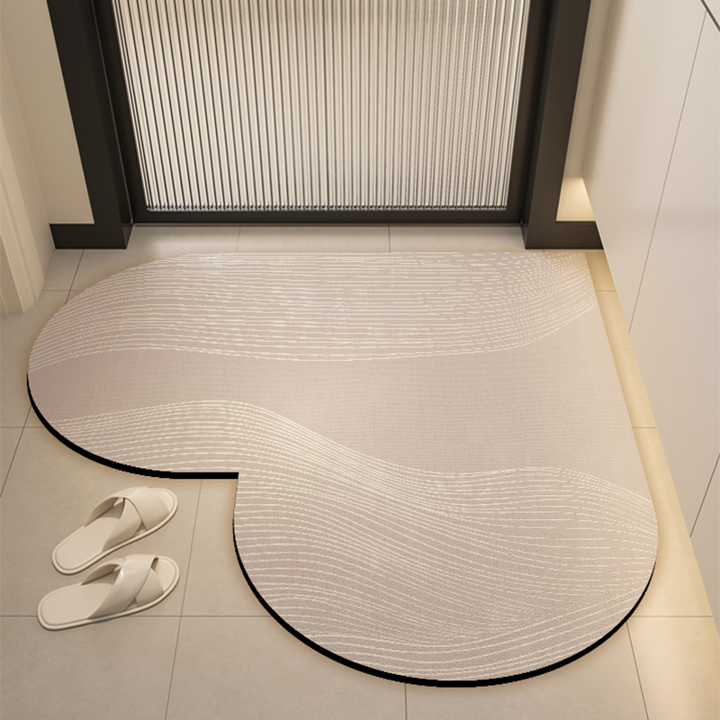 Diatom mud heart-shaped bathroom absorbent floor mat, bathroom door mat, entrance door mat, quick drying anti slip carpet