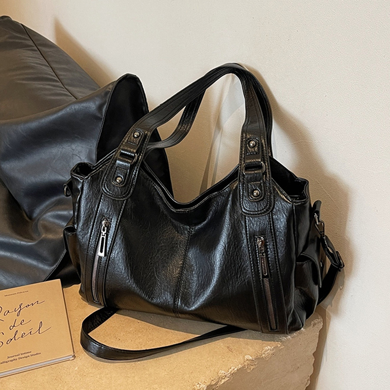 Damehåndtaske med stor kapacitet, skuldertasker, stor, stilfuld tote-taske, damer, blød pu-læder, hobos, messenger-tasker, dame, shopper-taske: Lilla