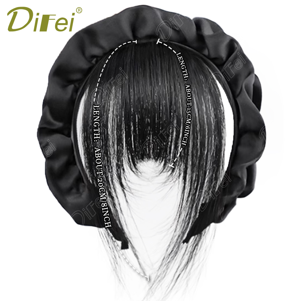 Headband Bangs One Wig Synthetic Wig Black Headband Style with Straight Bangs Hair Suitable for Women Autumn Festival Daily Wear