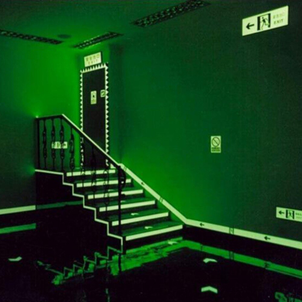 Cinta adhesiva fluorescente de noche luminosa de 2cm * 1m, autoadhesiva que brilla en la oscuridad, cinta de seguridad para hogar Decoración de advertencia