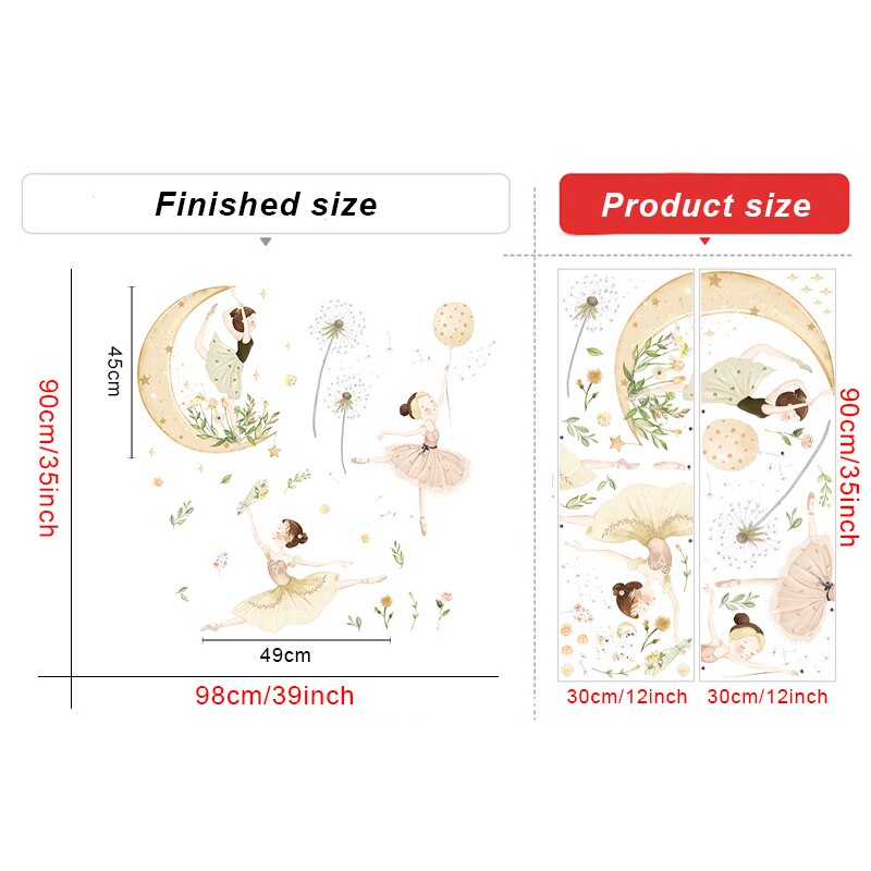 Cartoon Dancing girl Wall Sticker for Kids room Bedroom Girls Wall Decor Removable PVC Murals Baby rooms Home Decoration Sticker: Default Title