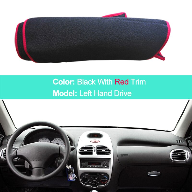 2 Layers Car Dashboard Cover Carpet Cape For Peugeot 206 206+ 206cc 206sw 1998 LHD RHD Rug Shade Pad Dashmat Sun Shade Pad: LHD Red