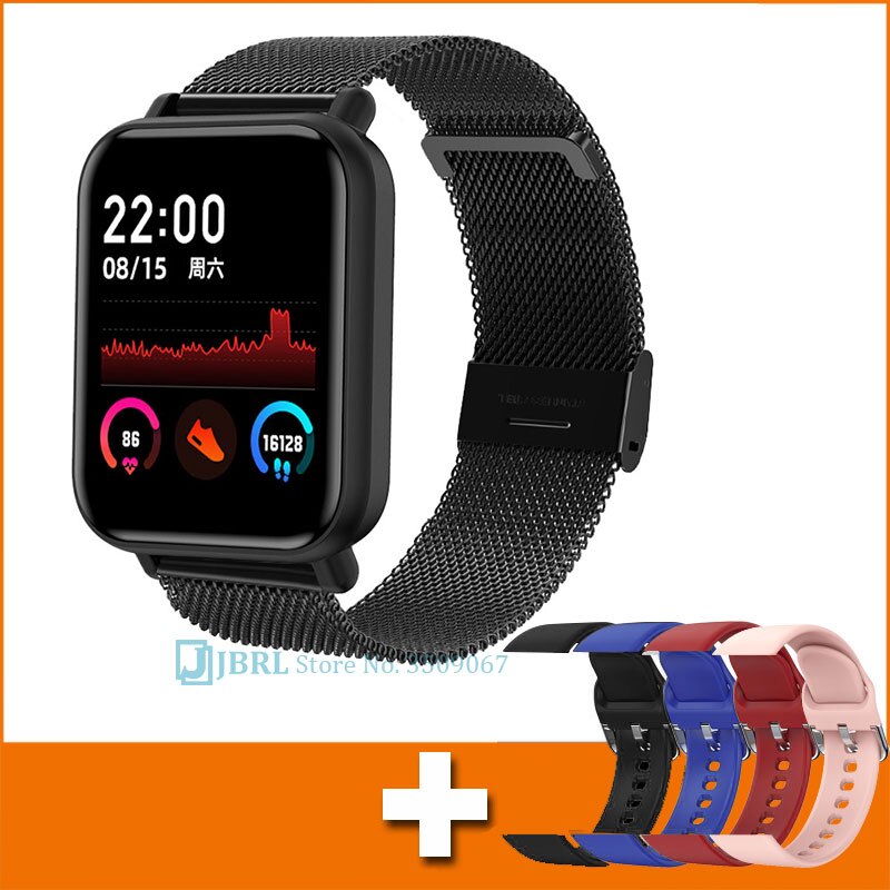 Melhor banda inteligente dos homens das mulheres pulseira inteligente rastreador de fitness para android ios smartband moda toque completo pulseira de pulso inteligente banda: black add strap 9