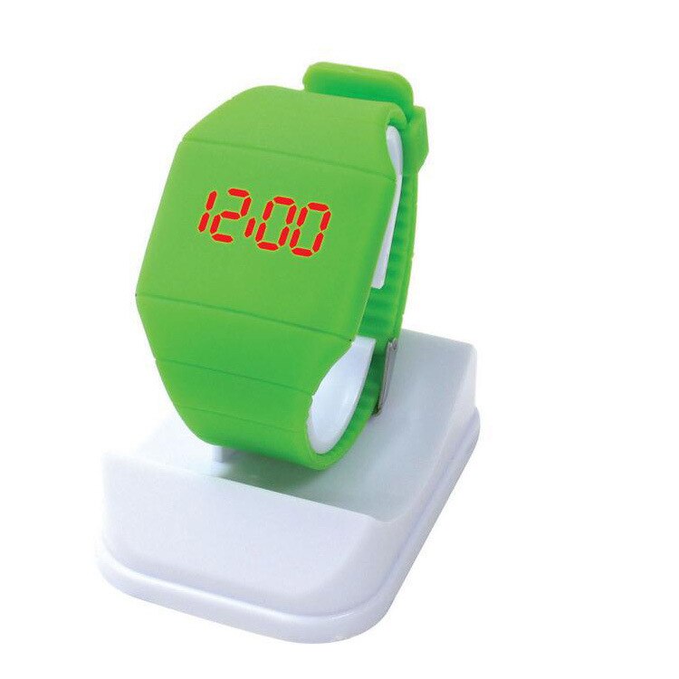 Reloj electrónico con pantalla táctil para niños, reloj de pulsera deportivo resistente al agua con pantalla táctil de gatito, jalea, hello LED, digital, para niños y niñas: green