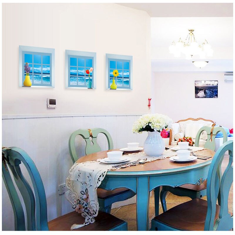 3 Pcs/Set 3D Wall Sticker Home Decoration Removable Flowers Vase Mural Art Decals Stickers For Living Room Bedroom Hogar XH8Z