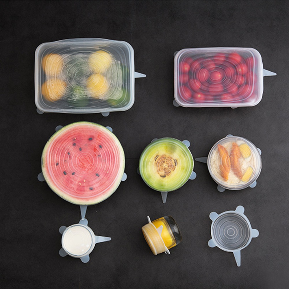 6 Stks/set Silicone Voedsel Cover Herbruikbare Stretch Vacuüm Seal Wrap Wrap Keuken Organisatie Pot Schotel Verse Houden Verzegelde Deksels