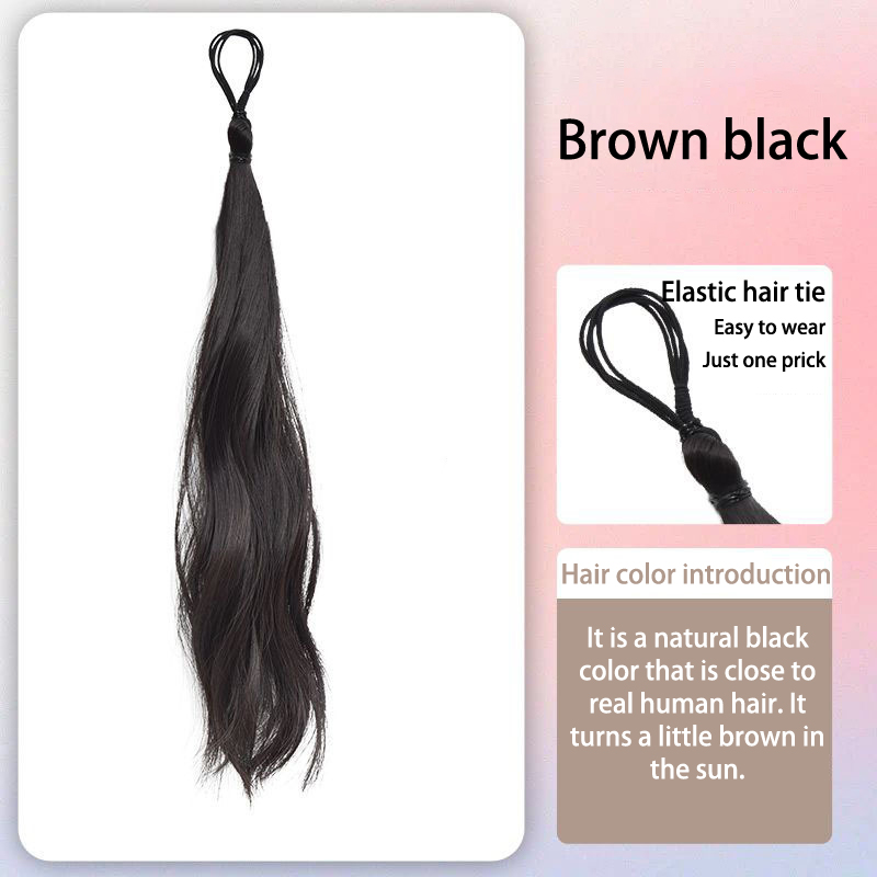 Peluca de cola de caballo a la , estilo de diadema, simulación trenzada, Peluca de cola de caballo alta femenina, cabeza de albóndiga, accesorios para el cabello, herramientas de peinado: Castaño rojizo