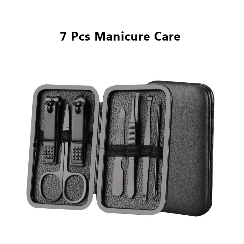 Nail Scissors Tool 7/10/12/16/18Pcs Stainless Steel Scissors Nail Professinal Nail Household Ear Spoon Clipper Bail Scissors Set: 7pcs Black