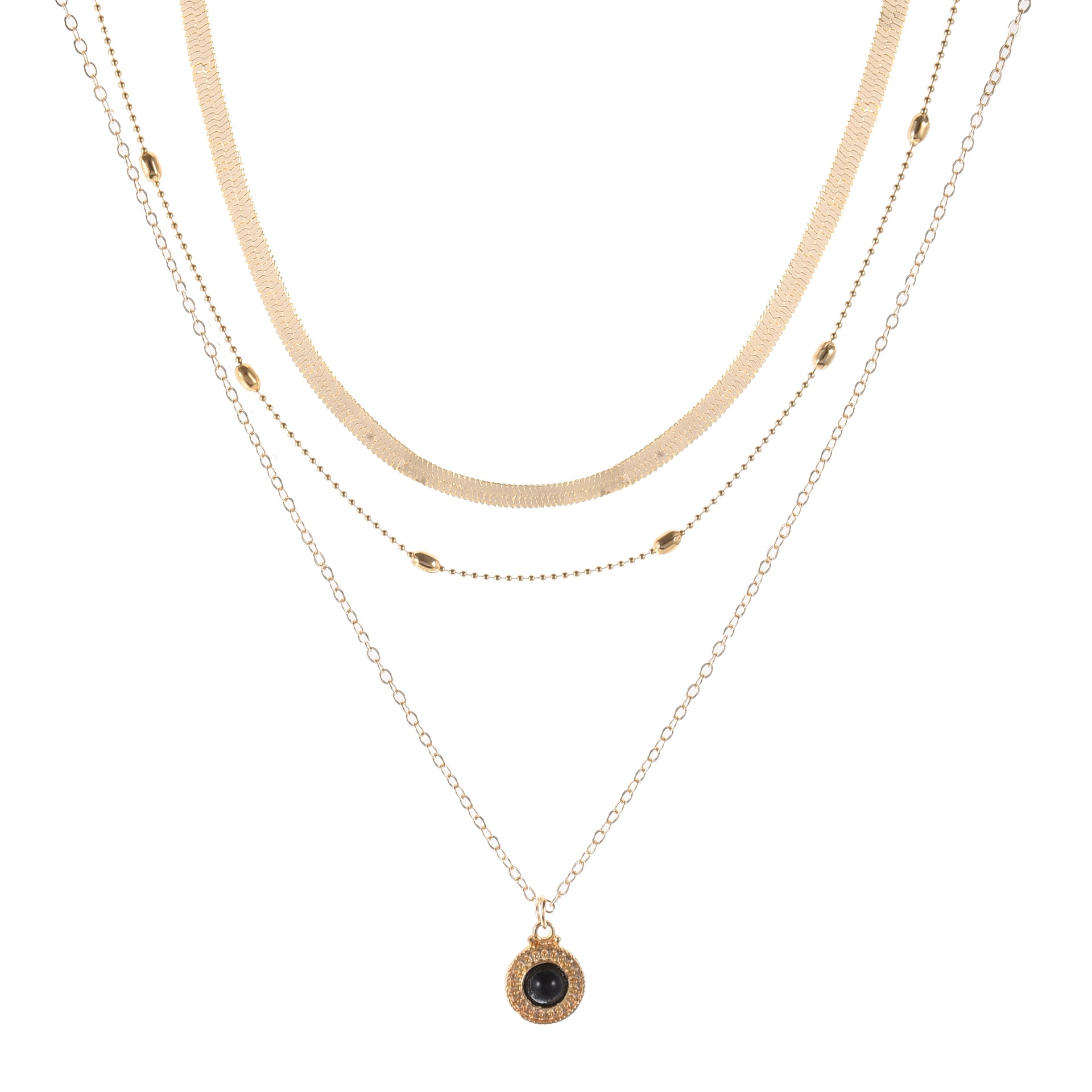 Multilayer Ketting - Blad Ketting Edelsteen - Platte Slang Bot Ketting - O-ketting - Dames Jubileum Sieraden