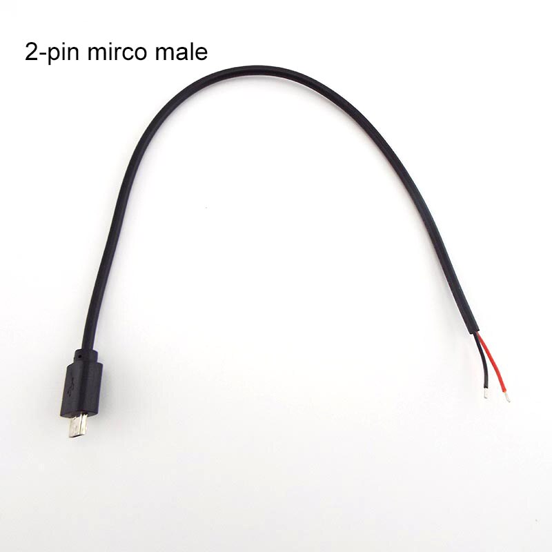 Connecteur Micro USB 2.0 Type C, 5 Types de fils, alimentation électrique, câble d&#39;extension, chargeur mâle vers femelle, ligne de données à 2 broches et 4 broches: MICRO male 2pin