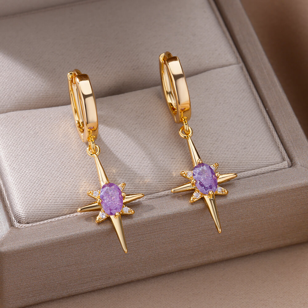 Pendientes de estrella de ocho puntas para mujer, pendientes de acero inoxidable de verano, tendencia nueva en joyería para pareja femenina, aretes de mujer 2024