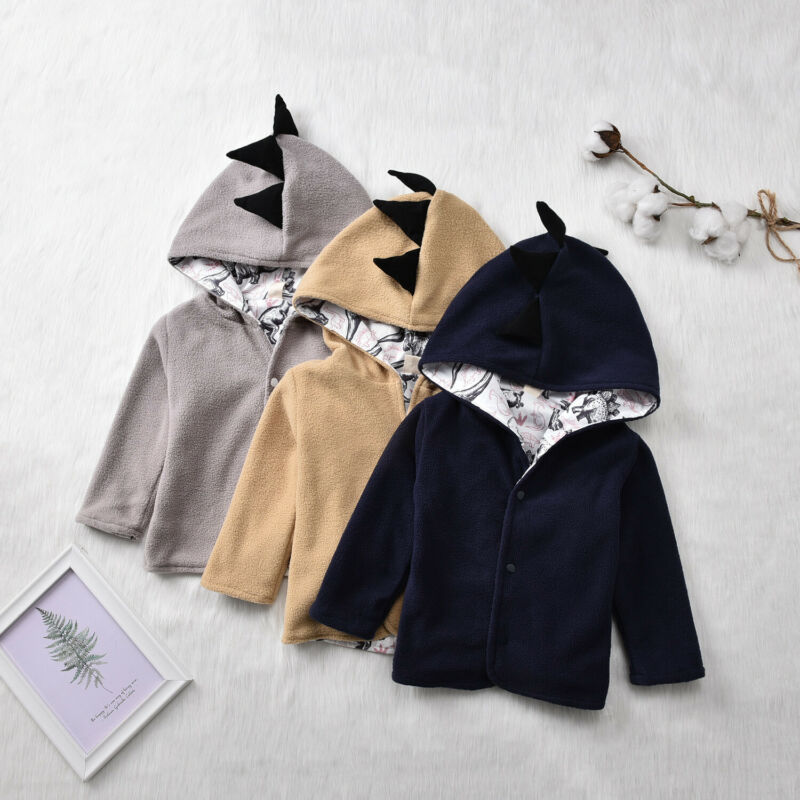Dinosaurus Jassen Peuter Kids Baby Jongens Meisjes Jassen Hooded Solid Winter Lange Mouw Sweatshirt Tops Rits Casual Jack