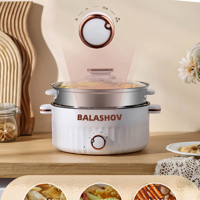 Olla eléctrica multifuncional portátil para el hogar, olla de doble capa, Mini utensilios de cocina antiadherentes para cocina y electrodomésticos