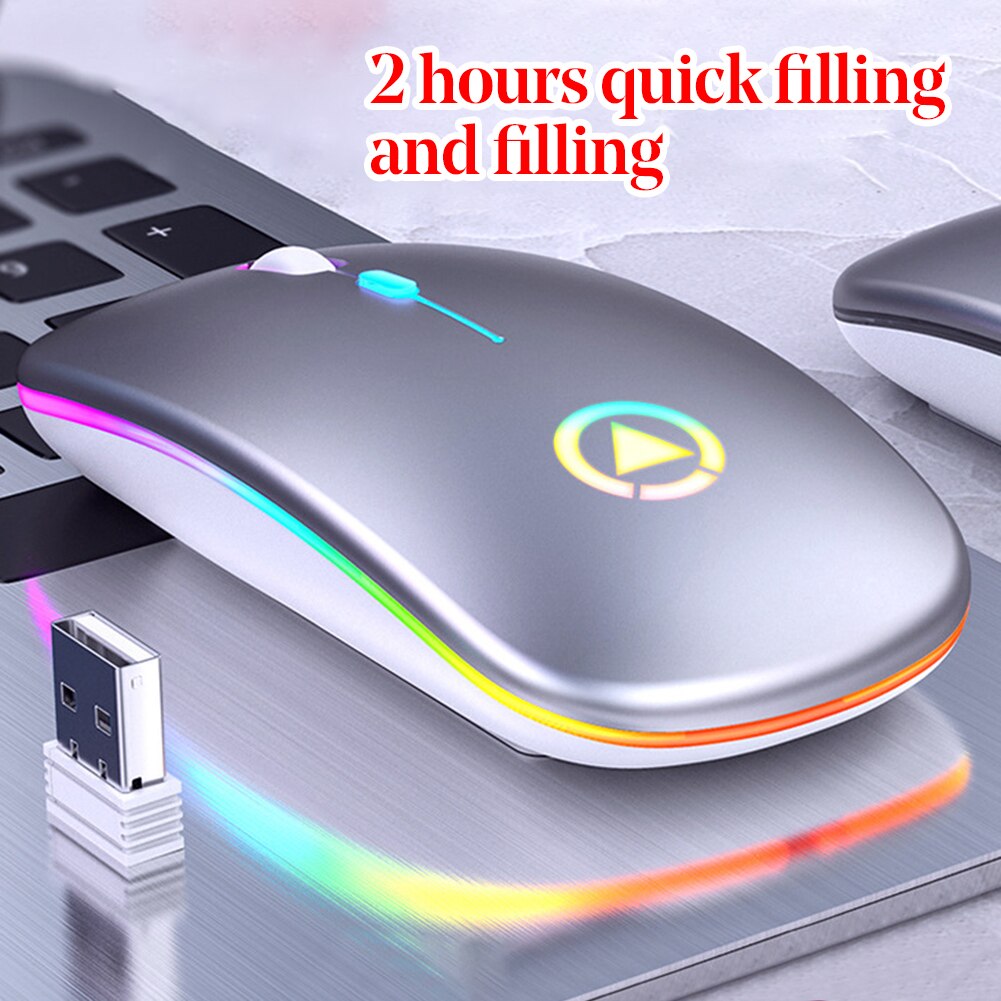 Draadloze Muis Oplaadbare Draadloze Stille Kleurrijke Led Muizen Optische Ergonomische Gaming Muis Draadloze Muis