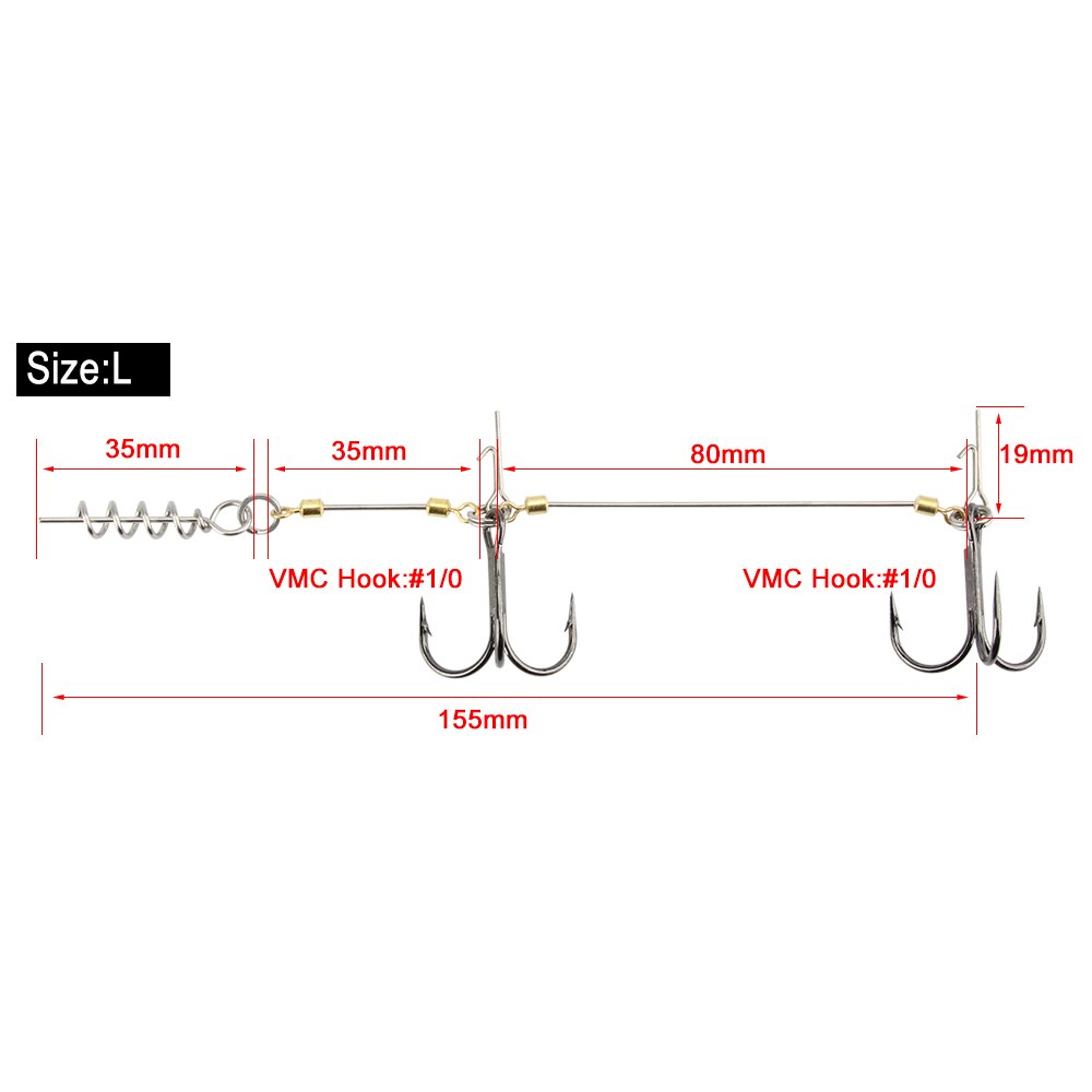 Spinpoler String Vishaak Prikkeldraad Triple Haken Vmc Treble Vishaak Screwball Jig Rig Helpen Haak Met Schroef Pin: Size L