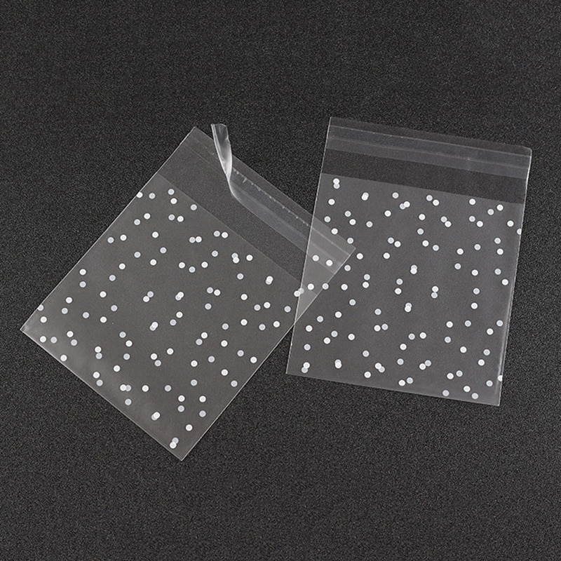 100 Pcs Plastic Tassen Cadeau Voor Cookies Cellofaan Polka Dot Kerst Biscuit Snoep Zak Zelfklevend Seal Wikkelen Levert