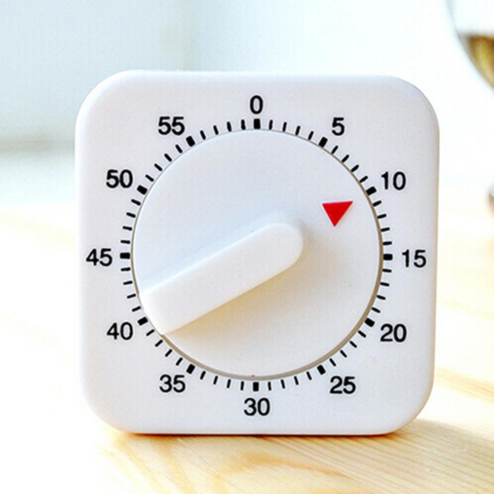 Novelty White Square 60-Minutes Mechanical Timer Reminder Counting for Kitchen Mechanical Timer