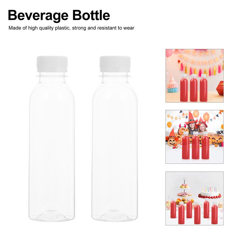 20 Pcs 250ML Plastic Beverage Bottles Juice Milk Bottles Transparent Thickened Empty Bottles