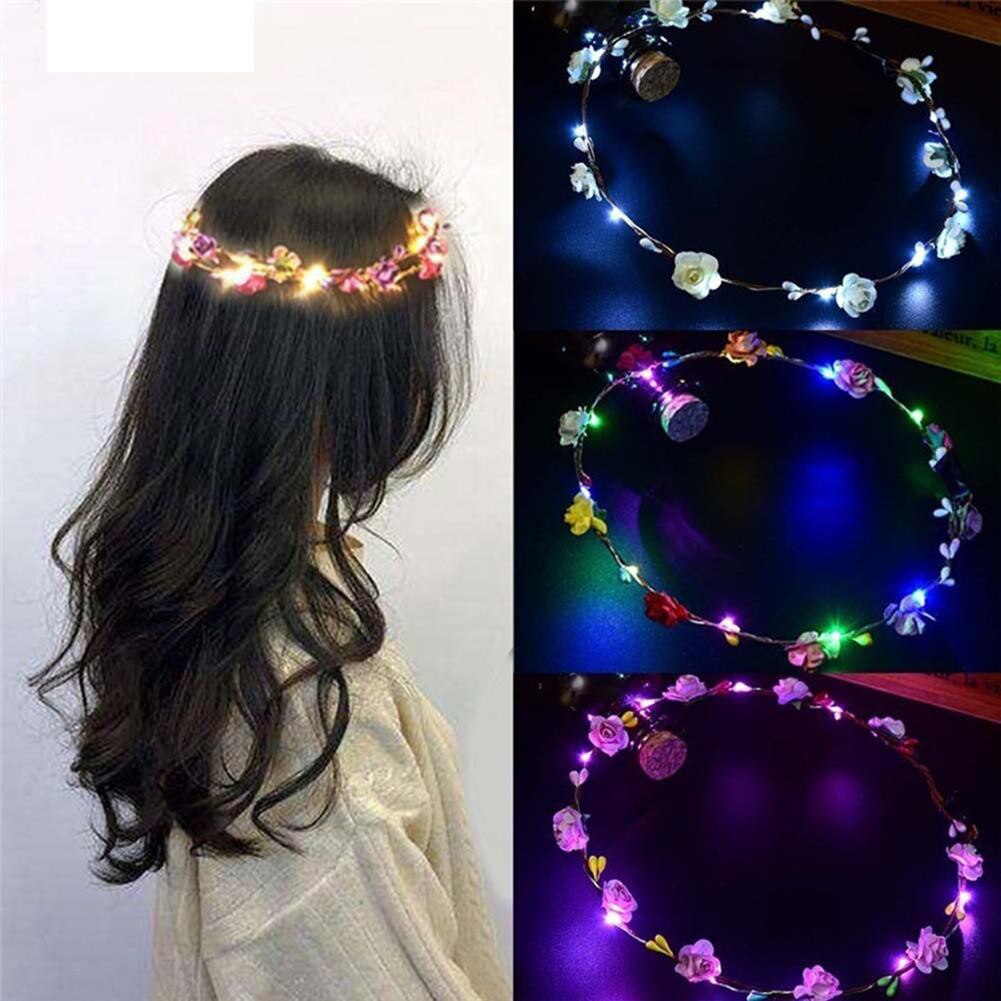 1pc Gloeiende Licht Guirlande Hoofdband Haar Accessoires Bridal Krans LED Hoofddeksels Prinses Haarbanden Bruiloft