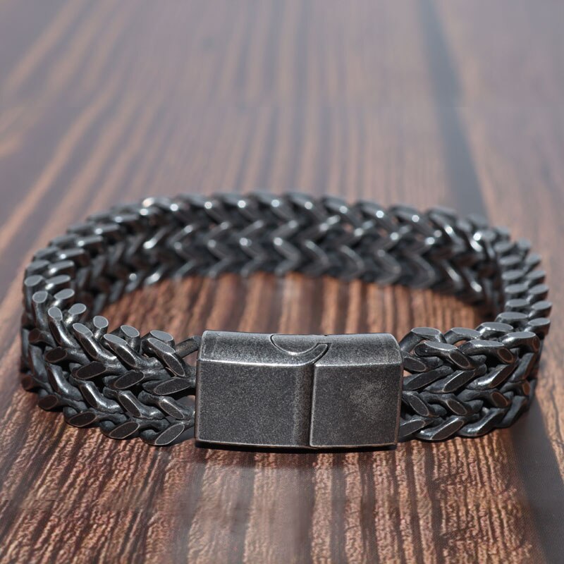 Retro-herrenarmband aus edelstahl mit magnetverschluss, antiksilberfarben, trendiger partyschmuck: 23cm