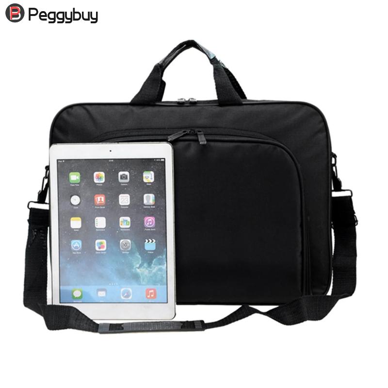 Negócios portátil unisex bolsas de computador de náilon zíper ombro portátil simples sacos maleta preto