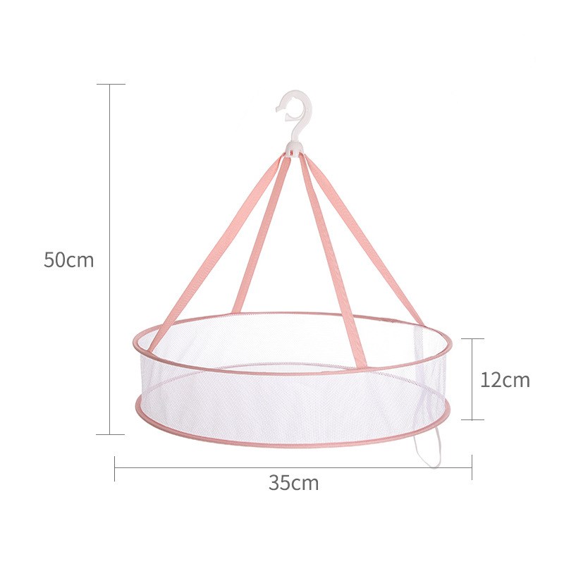 Clothes Drying Basket Household Sweater Drying Net Windproof Hanging Clothes Drying Net 3 Colors Double-layer Laundry Rack Mesh: Pink Single layer XS
