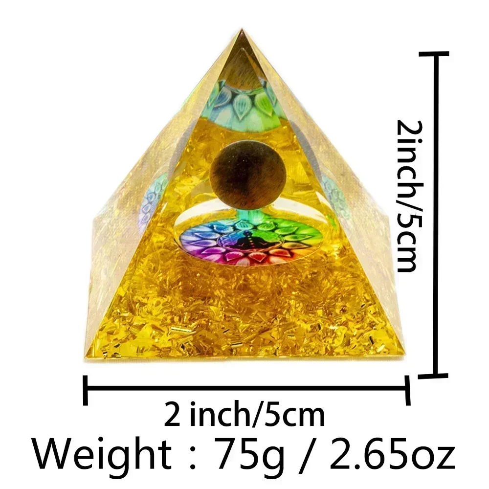 Generador de energía de cristal Natural pirámide peridoto amatista Reiki curación Chakra pirámide de resina decoración egipcia decoración de la habitación 1 ud.