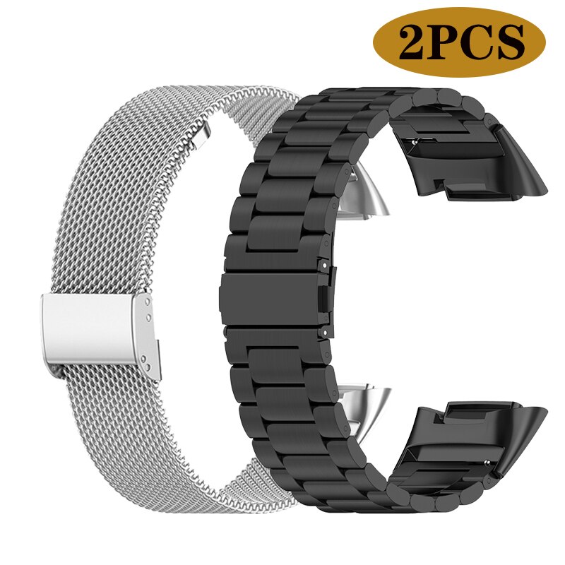 Metal Strap For Fitbit Charge 5 Smart Bracelet Stainless Steel Mesh Watch Band Loop For Fitbit Charge 5 Wristbands Accessories: package 2