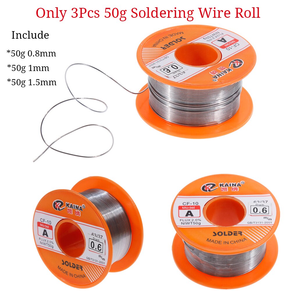 Digital Electric Soldering Iron Kit Welding Tools 110V 220V 60W 80W Ceramic Heat Temperature Adjustable Solder Iron Rework: 3pcs Soldering Wire