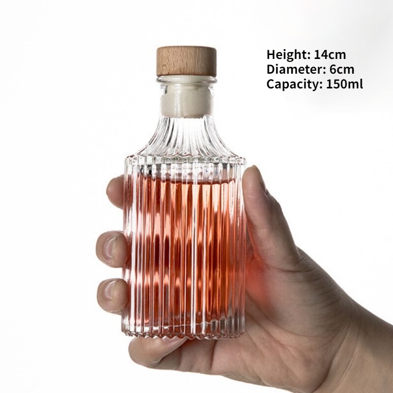 140-250ml Mini Diamond-Shaped Small Wine Bottle with Cork Stripes Whiskey Brandy Vodka Shochu Fruit Wine Hip Flask Decanter: Navy Blue